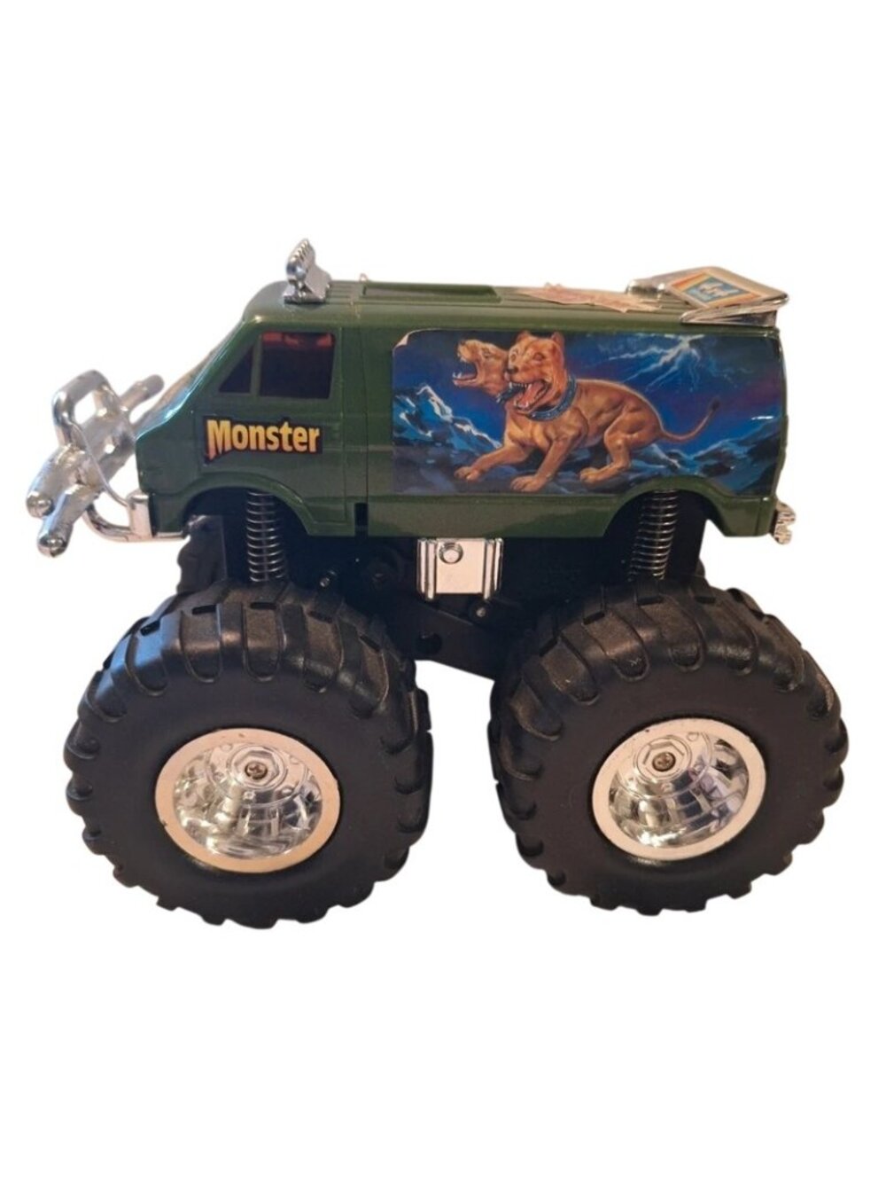 Top Monster Van Green Off Road 4x4 1992 Truck Hellhound Crack on Roof